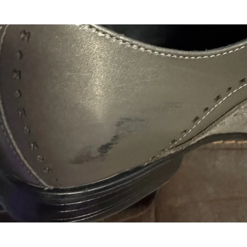 Peaky Blinders 11.5 M Grey Black Leather Cap Toe Oxford Dress Shoes Dapper